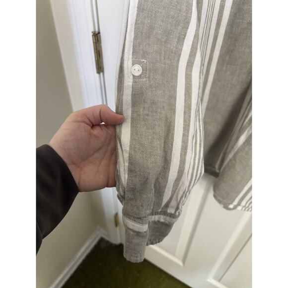 Linen Blend Resort Wear D&Co Striped Cover Up Top Size Large Coastal Beach - Picture 5 of 8